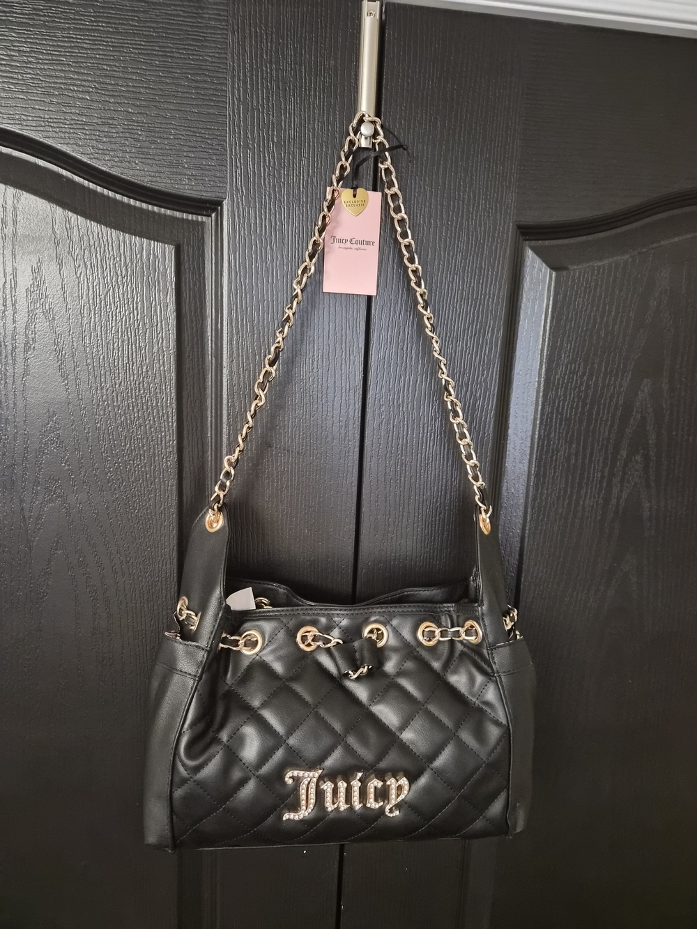 Juicy Couture Black Quilted Chain-Handle Shoulder Bag